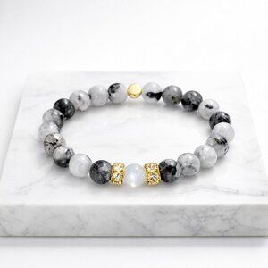 Natural Moonstone Crystal Bracelet 8mm Beads Gemstone Reiki Healing Jewelry